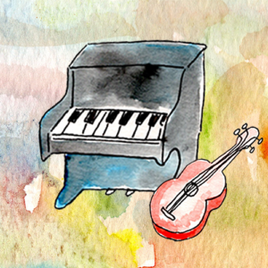 Music lessons- Watercolor piano and ukulele