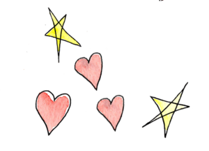 Watercolor hearts and stars